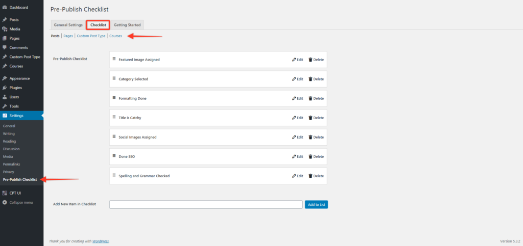 Pre-Publish Checklist plugin screenshot